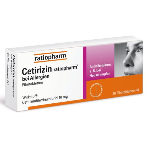 CETIRIZINratiopharm bei Allergien 10 mg Filmtabl. 20 St PZN 02158142