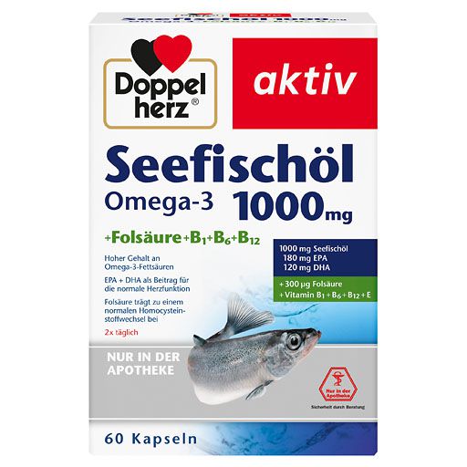 DOPPELHERZ Seefischöl Omega-3 1.000 mg+Fols. Kaps. 60 St  