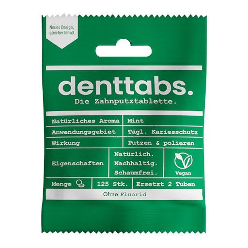 DENTTABS Zahnputztabletten stevia-mint o. Fluorid 125 St