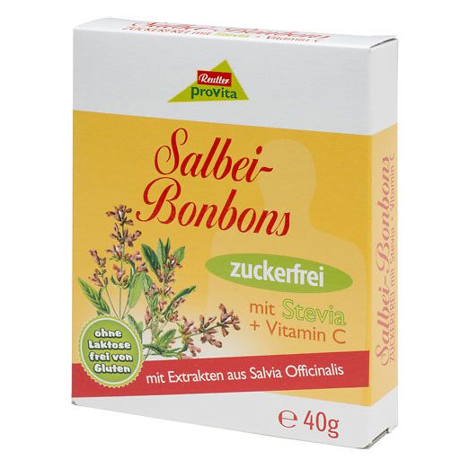 SALBEI BONBONS zuckerfrei mit Stevia+Vitamin C 40 g Bonbons Tee