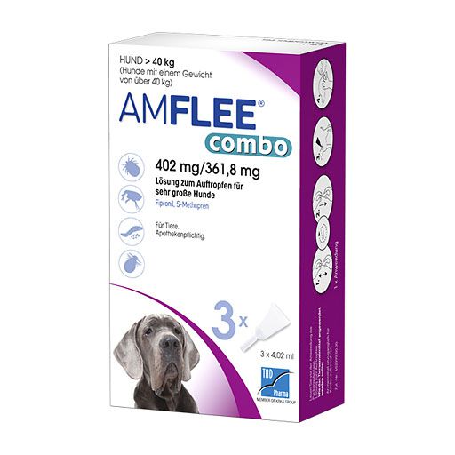 AMFLEE combo geg. Zecken, Flöhe (+Eier+Larven) für gr. Hunde (40-60 kg)<sup> 6</sup>  3 St