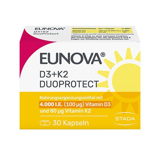 EUNOVA DuoProtect D3+K2 4000 I. E./80 μg Kapseln 30 St  