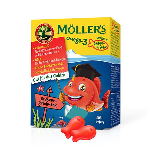 MÖLLER'S Omega-3 Gelee Fisch Erdbeere Kautabletten 36 St