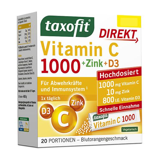 TAXOFIT Vitamin C 1000+Zink+D3 Direkt Granulat 20 St