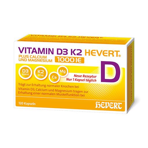 VITAMIN D3 K2 Hevert+Calcium u. Magnes.1000 IE Kps. 120 St