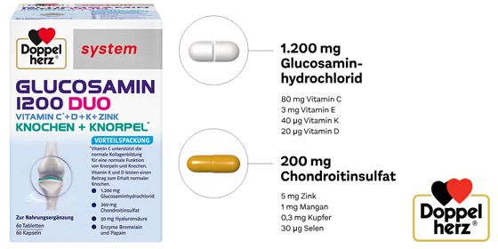 DOPPELHERZ Glucosamin 1200 Duo system Kombipackung 120 St  